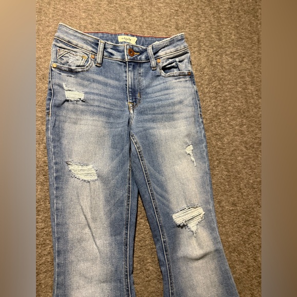 Edgely Jeans Womens 4 blue Mid Rise Flare distressed Fit 26x32 tall western - Picture 2 of 13